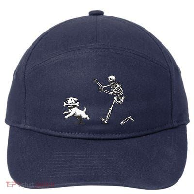 Halloween Dog Funny Skeleton Skeleton Chasing Dog 7-Panel Snapback Hat