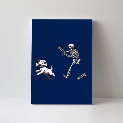 Halloween Dog Funny Skeleton Skeleton Chasing Dog Canvas