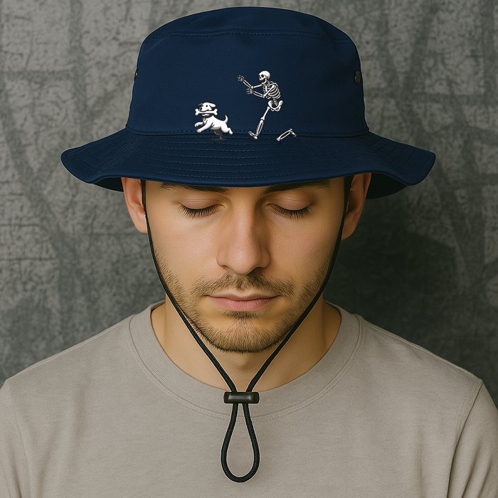 Halloween Dog Funny Skeleton Skeleton Chasing Dog Bucket Hat