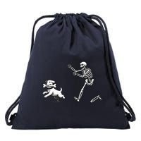 Halloween Dog Funny Skeleton Skeleton Chasing Dog Drawstring Bag