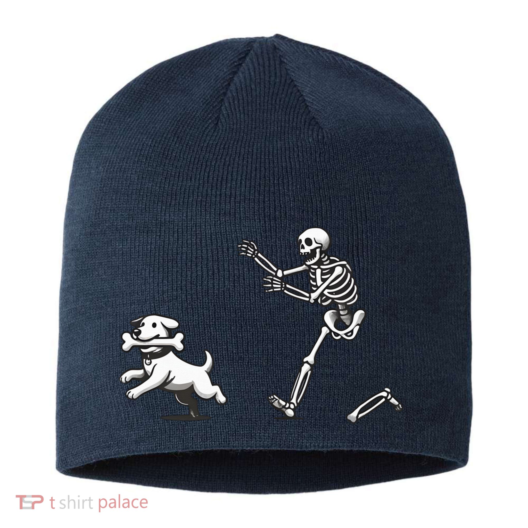 Halloween Dog Funny Skeleton Skeleton Chasing Dog Sustainable Beanie