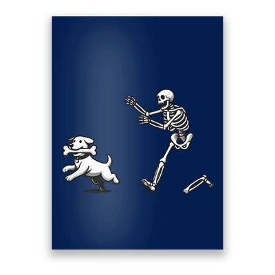 Halloween Dog Funny Skeleton Skeleton Chasing Dog Poster