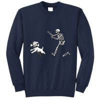 Halloween Dog Funny Skeleton Skeleton Chasing Dog Tall Sweatshirt