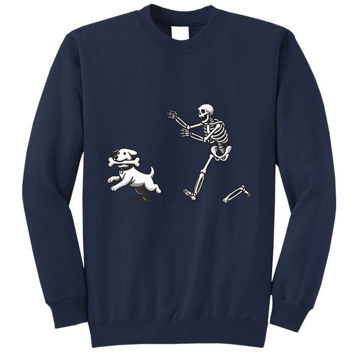 Halloween Dog Funny Skeleton Skeleton Chasing Dog Tall Sweatshirt