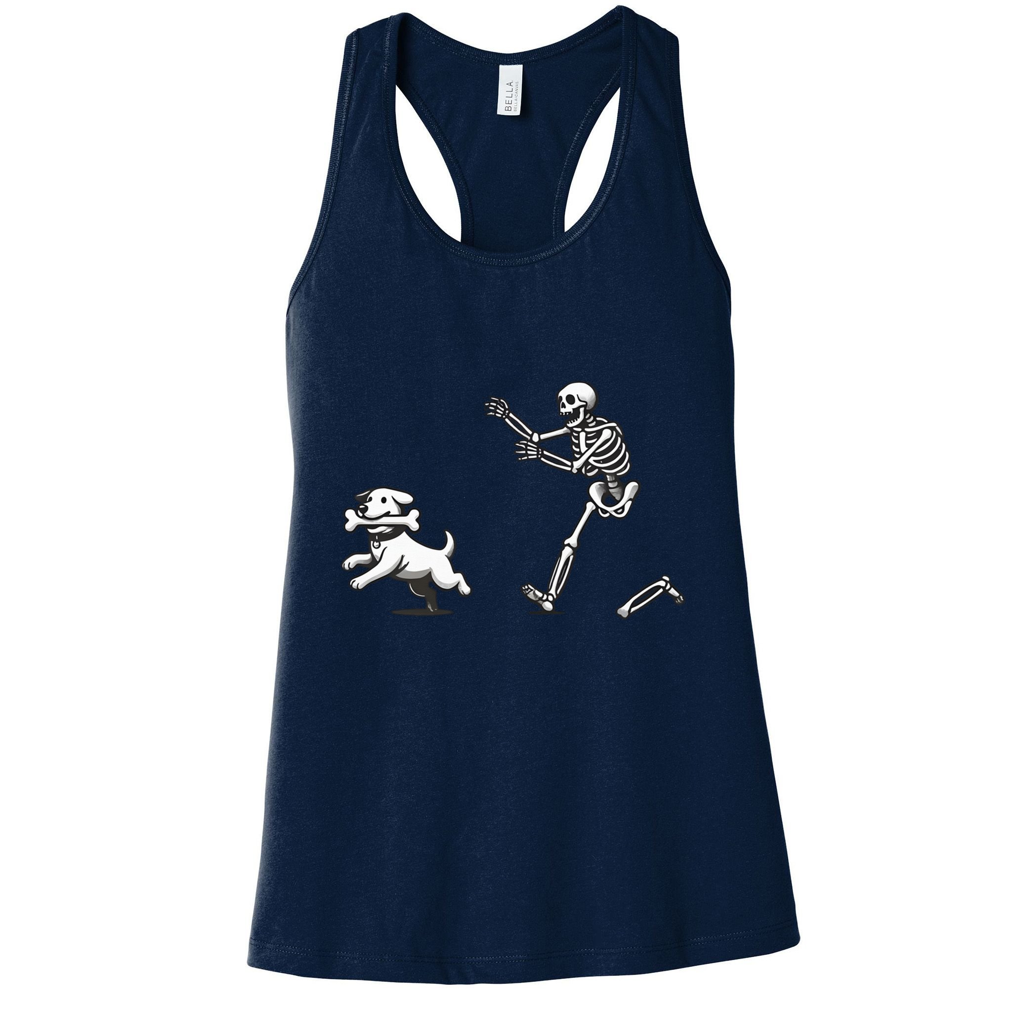 Halloween Dog Funny Skeleton Skeleton Chasing Dog Womens Tank Top