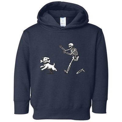Halloween Dog Funny Skeleton Skeleton Chasing Dog Toddler Hoodie