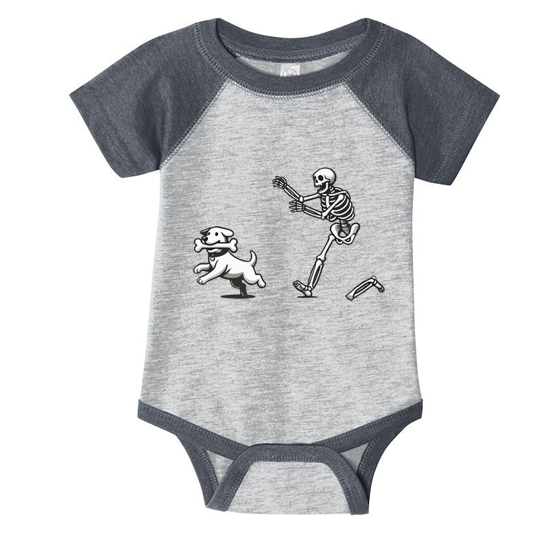 Halloween Dog Funny Skeleton Skeleton Chasing Dog Infant Baby Jersey Bodysuit