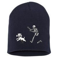 Halloween Dog Funny Skeleton Skeleton Chasing Dog Short Acrylic Beanie