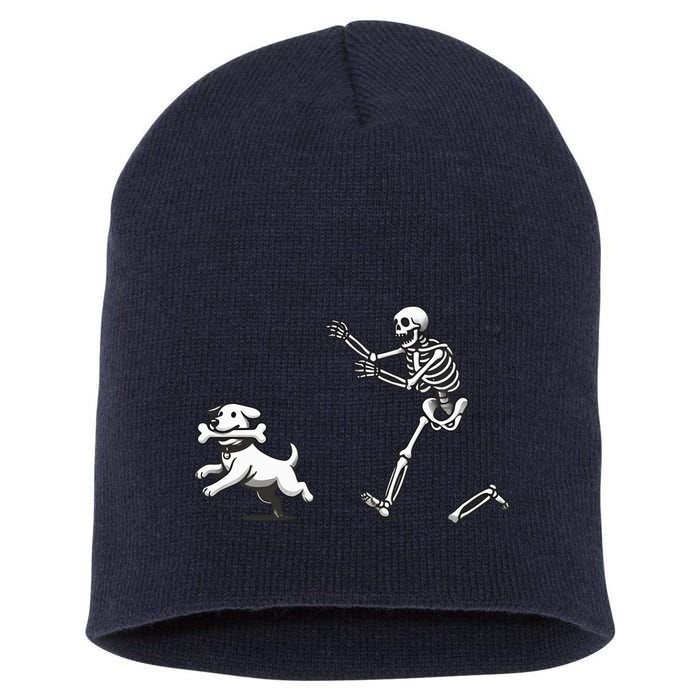 Halloween Dog Funny Skeleton Skeleton Chasing Dog Short Acrylic Beanie