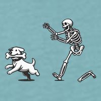 Halloween Dog Funny Skeleton Skeleton Chasing Dog Sueded Cloud Jersey T-Shirt