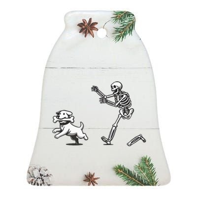 Halloween Dog Funny Skeleton Skeleton Chasing Dog Ceramic Bell Ornament