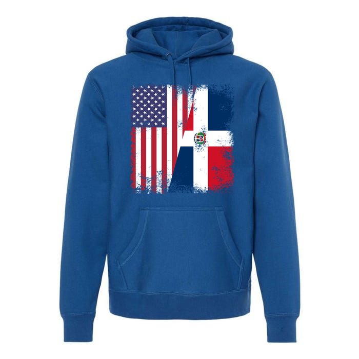 Half Dominican Flag Gift Vintage Usa Gift Premium Hoodie