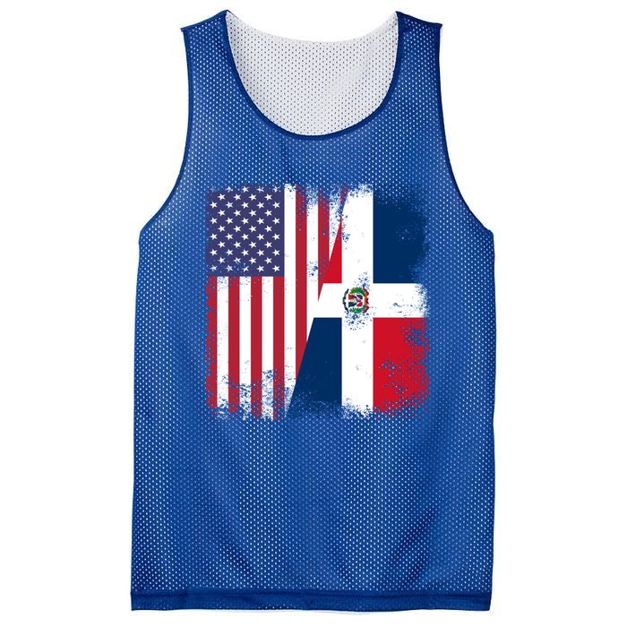 Half Dominican Flag Gift Vintage Usa Gift Mesh Reversible Basketball Jersey Tank