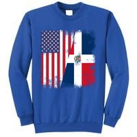 Half Dominican Flag Gift Vintage Usa Gift Tall Sweatshirt