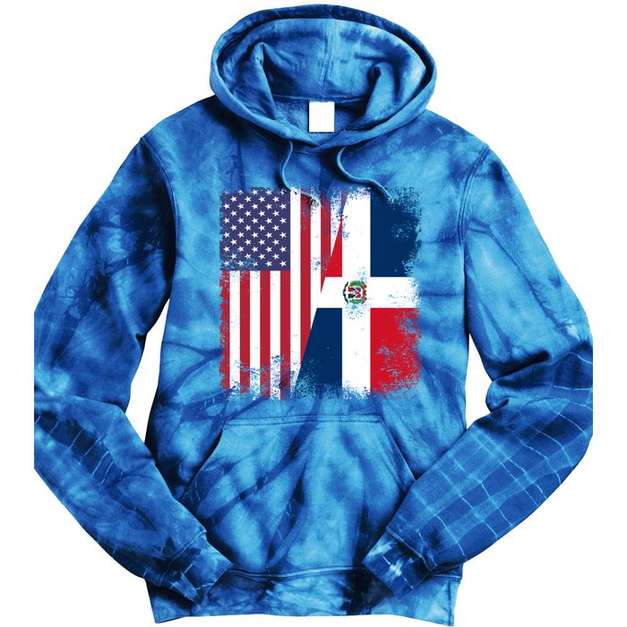 Half Dominican Flag Gift Vintage Usa Gift Tie Dye Hoodie