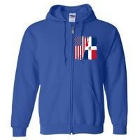 Half Dominican Flag Gift Vintage Usa Gift Full Zip Hoodie