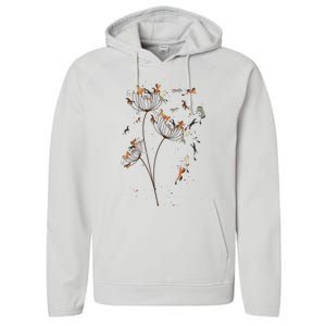 Horses Dandelion Flower Horses Floral Horse Horseback Riding Performance Fleece Hoodie