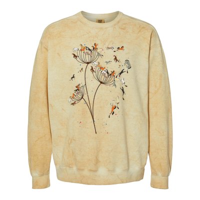 Horses Dandelion Flower Horses Floral Horse Horseback Riding Colorblast Crewneck Sweatshirt