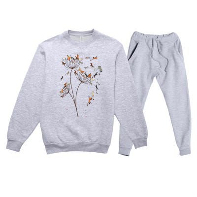 Horses Dandelion Flower Horses Floral Horse Horseback Riding Premium Crewneck Sweatsuit Set