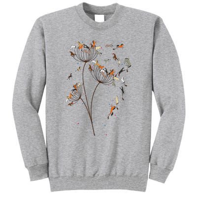 Horses Dandelion Flower Horses Floral Horse Horseback Riding Tall Sweatshirt