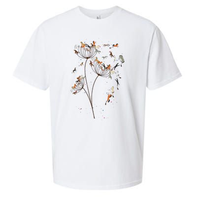 Horses Dandelion Flower Horses Floral Horse Horseback Riding Sueded Cloud Jersey T-Shirt