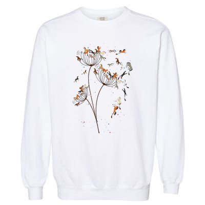 Horses Dandelion Flower Horses Floral Horse Horseback Riding Garment-Dyed Sweatshirt