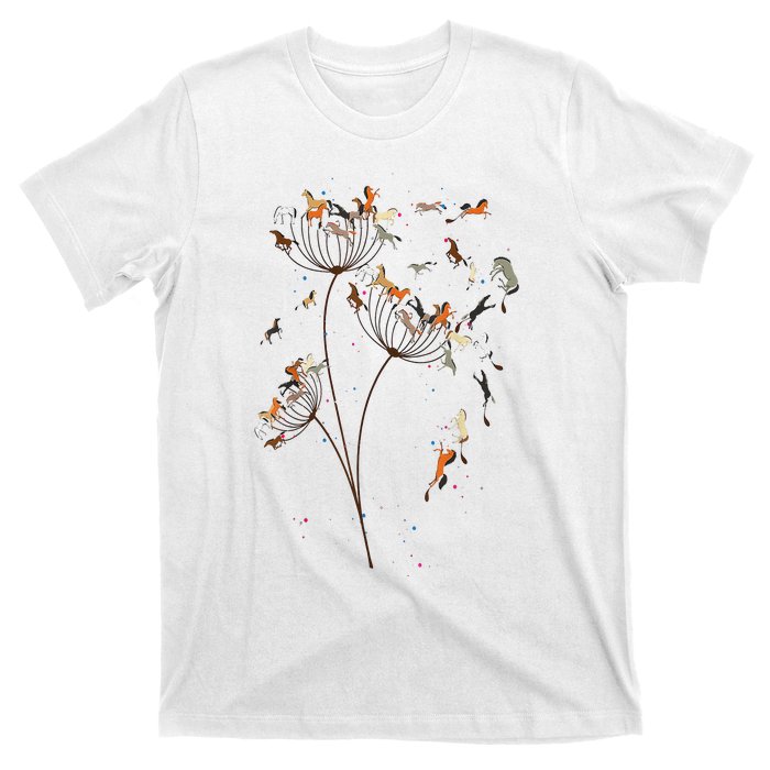 Horses Dandelion Flower Horses Floral Horse Horseback Riding T-Shirt