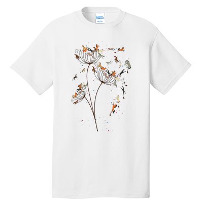 Horses Dandelion Flower Horses Floral Horse Horseback Riding Tall T-Shirt