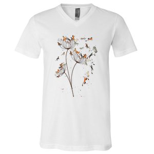 Horses Dandelion Flower Horses Floral Horse Horseback Riding V-Neck T-Shirt