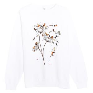 Horses Dandelion Flower Horses Floral Horse Horseback Riding Premium Crewneck Sweatshirt