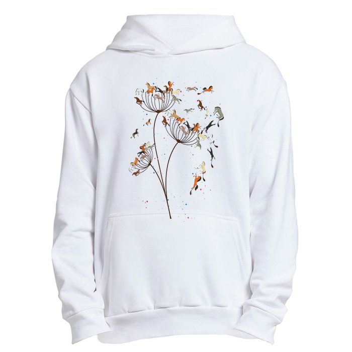 Horses Dandelion Flower Horses Floral Horse Horseback Riding Urban Pullover Hoodie