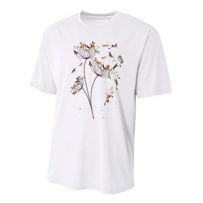 Horses Dandelion Flower Horses Floral Horse Horseback Riding Performance Sprint T-Shirt