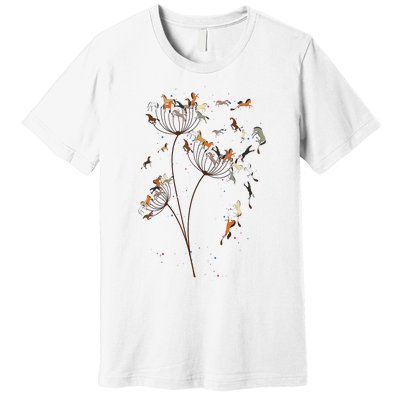 Horses Dandelion Flower Horses Floral Horse Horseback Riding Premium T-Shirt