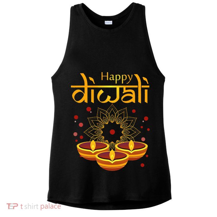 Happy Diwali Festival of Lights Mandala For Indian Hinduism Ladies PosiCharge Tri-Blend Wicking Tank