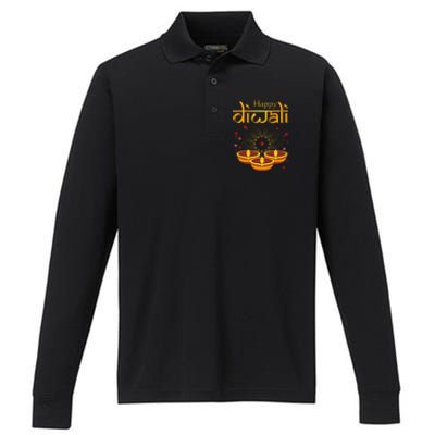 Happy Diwali Festival of Lights Mandala For Indian Hinduism Performance Long Sleeve Polo