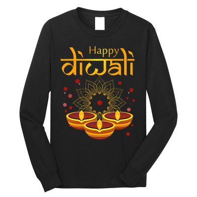 Happy Diwali Festival of Lights Mandala For Indian Hinduism Long Sleeve Shirt