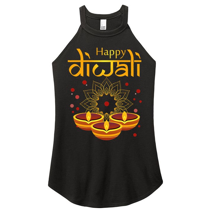 Happy Diwali Festival of Lights Mandala For Indian Hinduism Women's Perfect Tri Rocker Tank