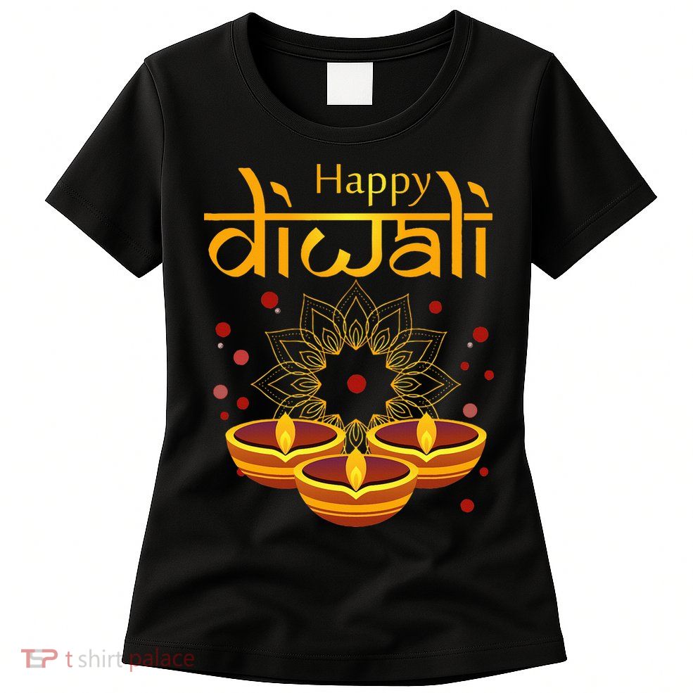 Happy Diwali Festival of Lights Mandala For Indian Hinduism Womens T-Shirt