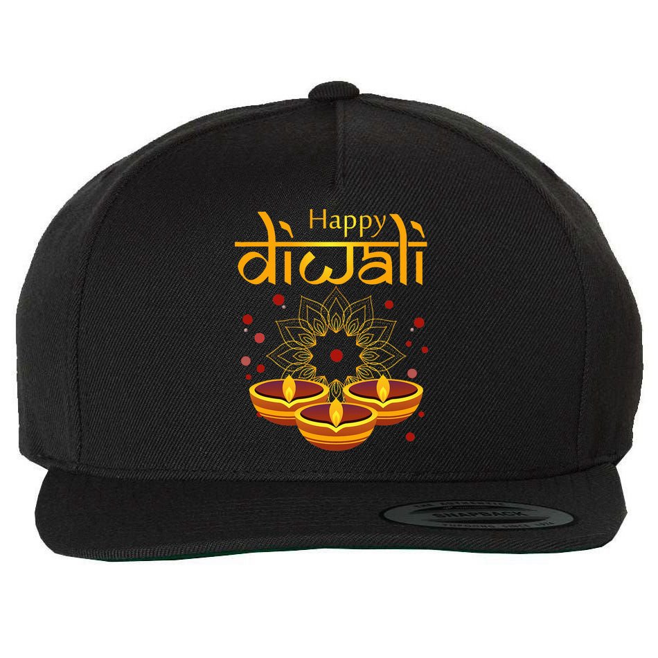 Happy Diwali Festival of Lights Mandala For Indian Hinduism Wool Snapback Cap