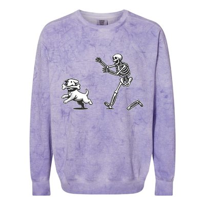 Halloween Dog Funny Skeleton Skeleton Chasing Dog Colorblast Crewneck Sweatshirt