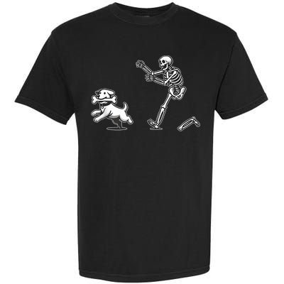 Halloween Dog Funny Skeleton Skeleton Chasing Dog Garment-Dyed Heavyweight T-Shirt