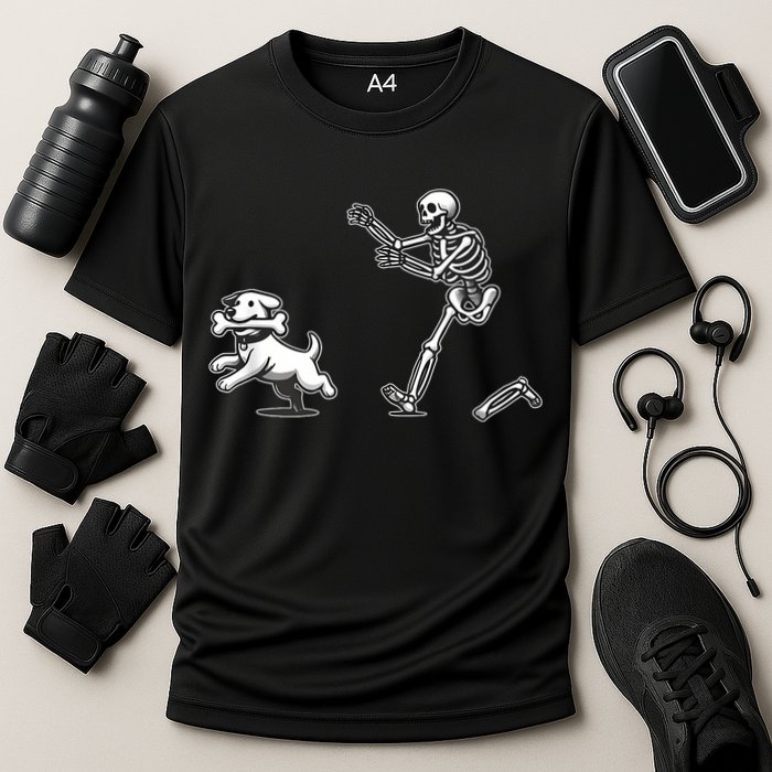 Halloween Dog Funny Skeleton Skeleton Chasing Dog Performance Shirt