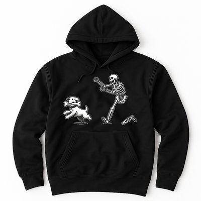 Halloween Dog Funny Skeleton Skeleton Chasing Dog Hoodie