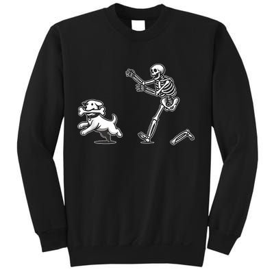 Halloween Dog Funny Skeleton Skeleton Chasing Dog Sweatshirt
