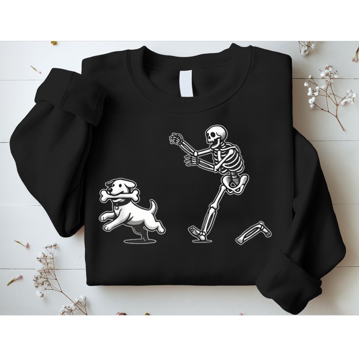 Halloween Dog Funny Skeleton Skeleton Chasing Dog Sweatshirt