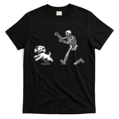 Halloween Dog Funny Skeleton Skeleton Chasing Dog T-Shirt