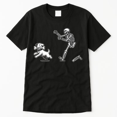 Halloween Dog Funny Skeleton Skeleton Chasing Dog Tall T-Shirt