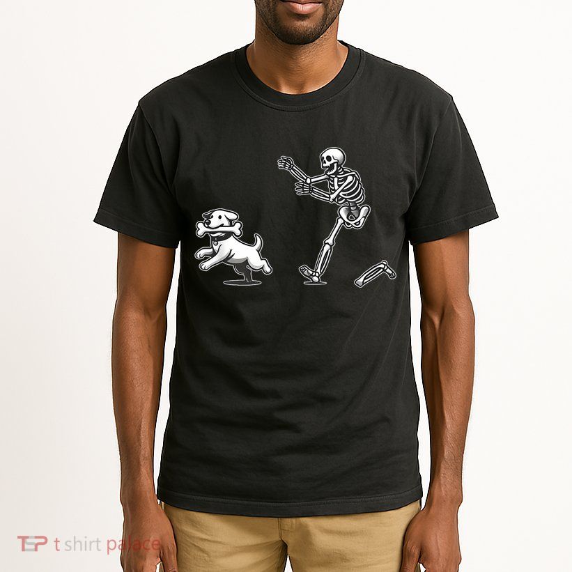 Halloween Dog Funny Skeleton Skeleton Chasing Dog Tall T-Shirt