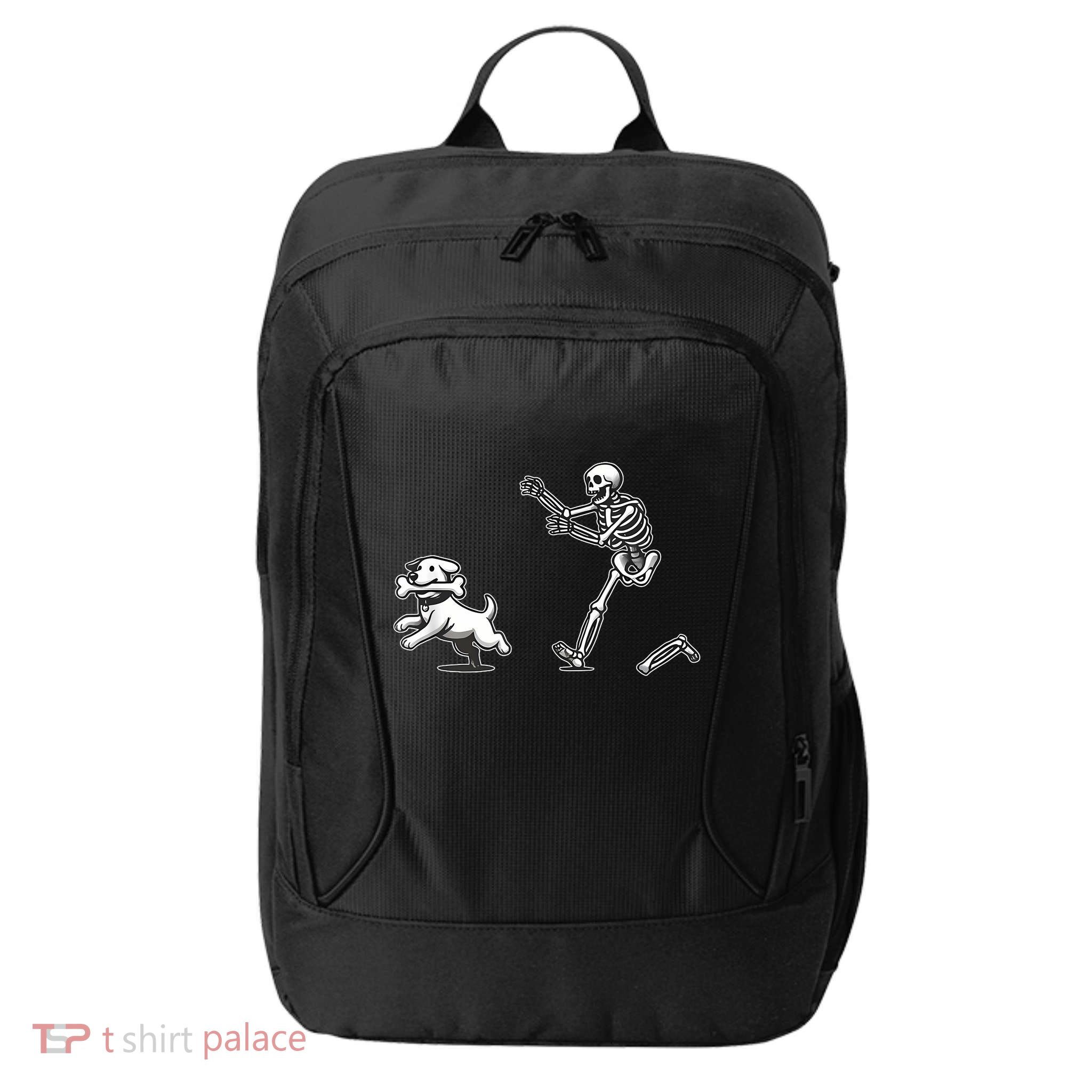 Halloween Dog Funny Skeleton Skeleton Chasing Dog City Backpack