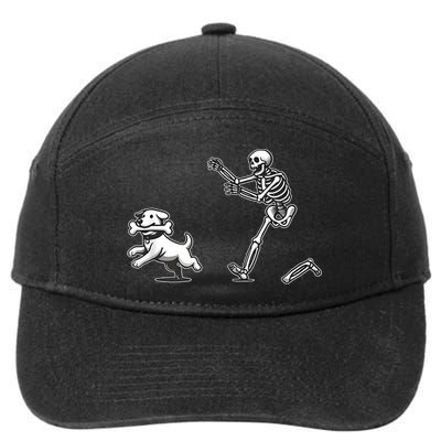 Halloween Dog Funny Skeleton Skeleton Chasing Dog 7-Panel Snapback Hat
